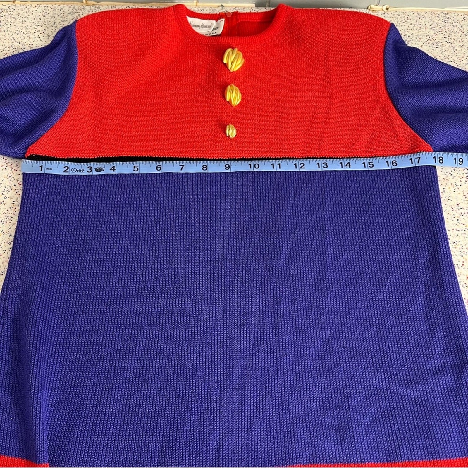 Vintage 90s Neiman Marcus Color Block Chunky Knit Sweater Dress Women's Size 12 — image 5 of 8
